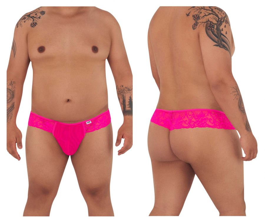 JCSTK - CandyMan 99392X Lace Thongs Hot Pink Plus Sizes