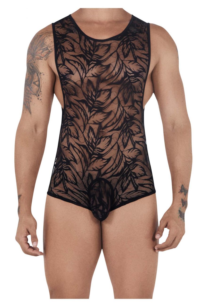 JCSTK - CandyMan 99531 Lace Bodysuit Exposed Butt Black