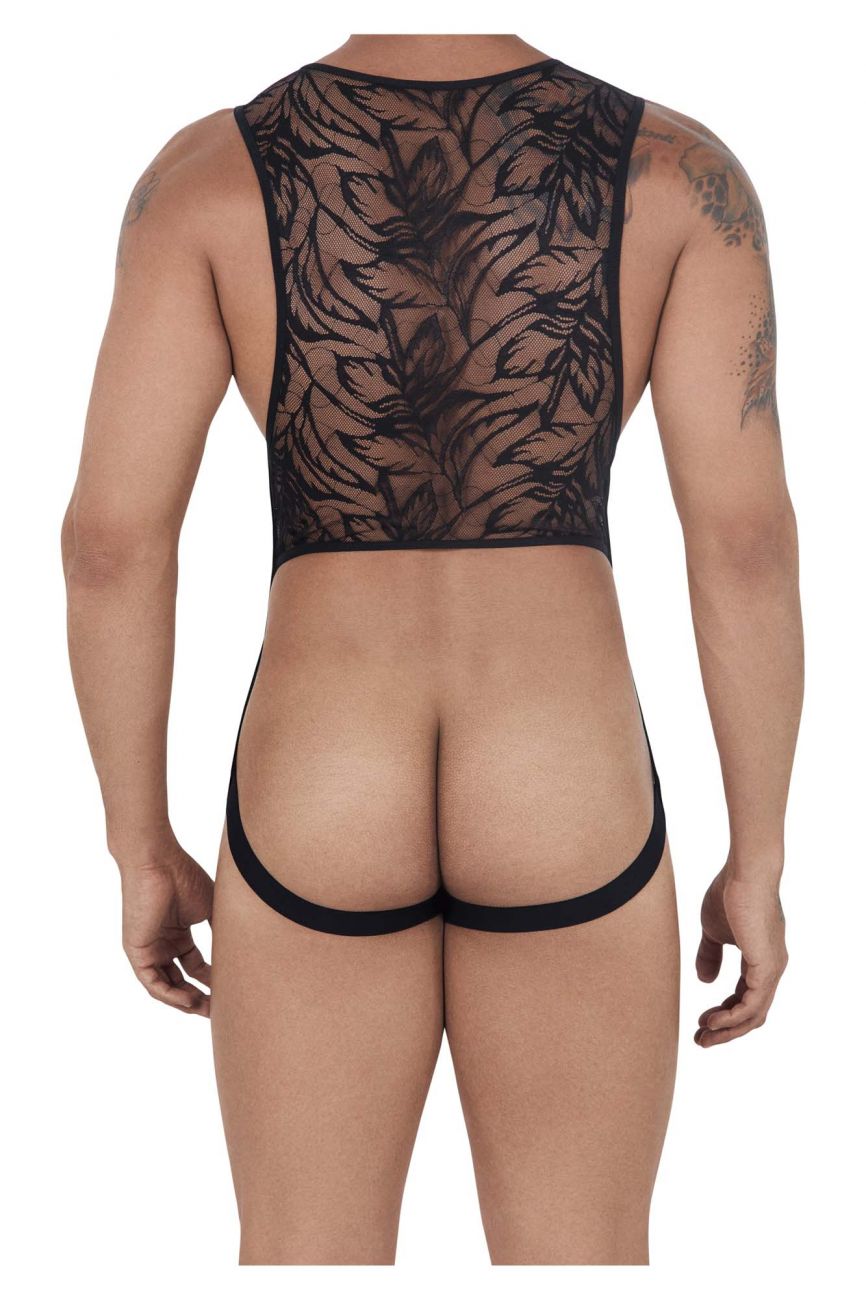 JCSTK - CandyMan 99531 Lace Bodysuit Exposed Butt Black