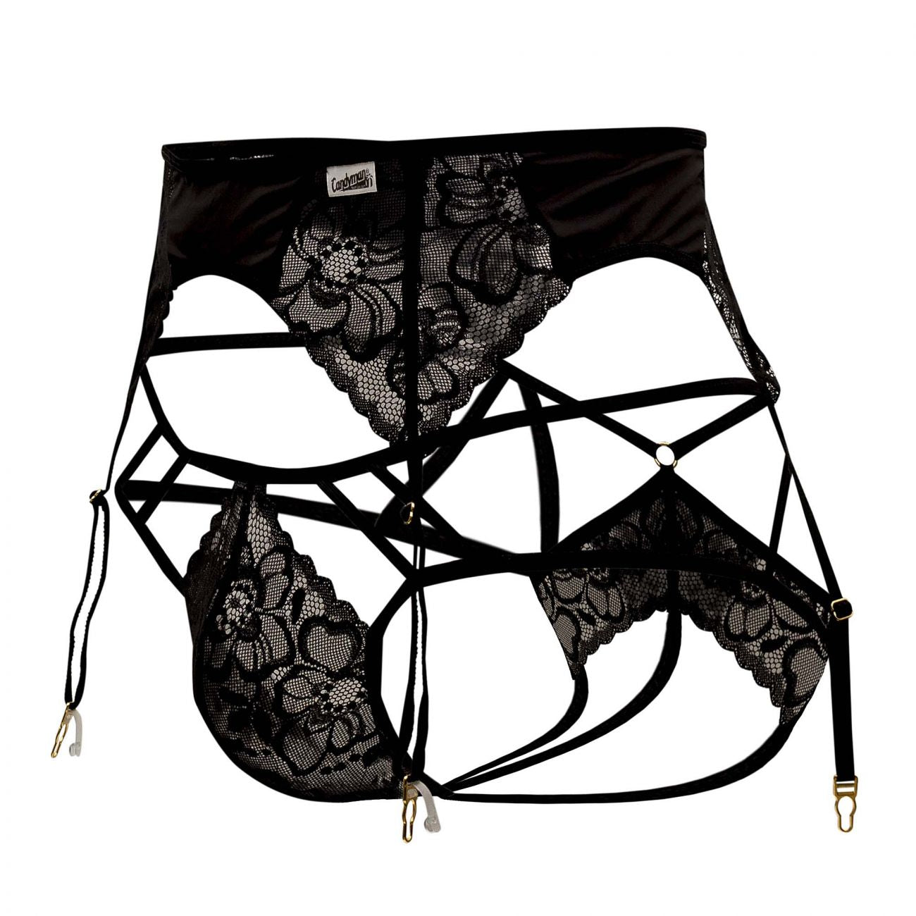 JCSTK - CandyMan 99550X Lace Garter-Jockstrap Black Plus Sizes