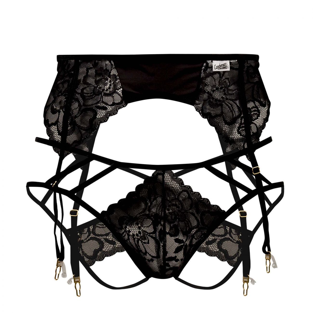 JCSTK - CandyMan 99550 Lace Garter-Jockstrap Outfit Black