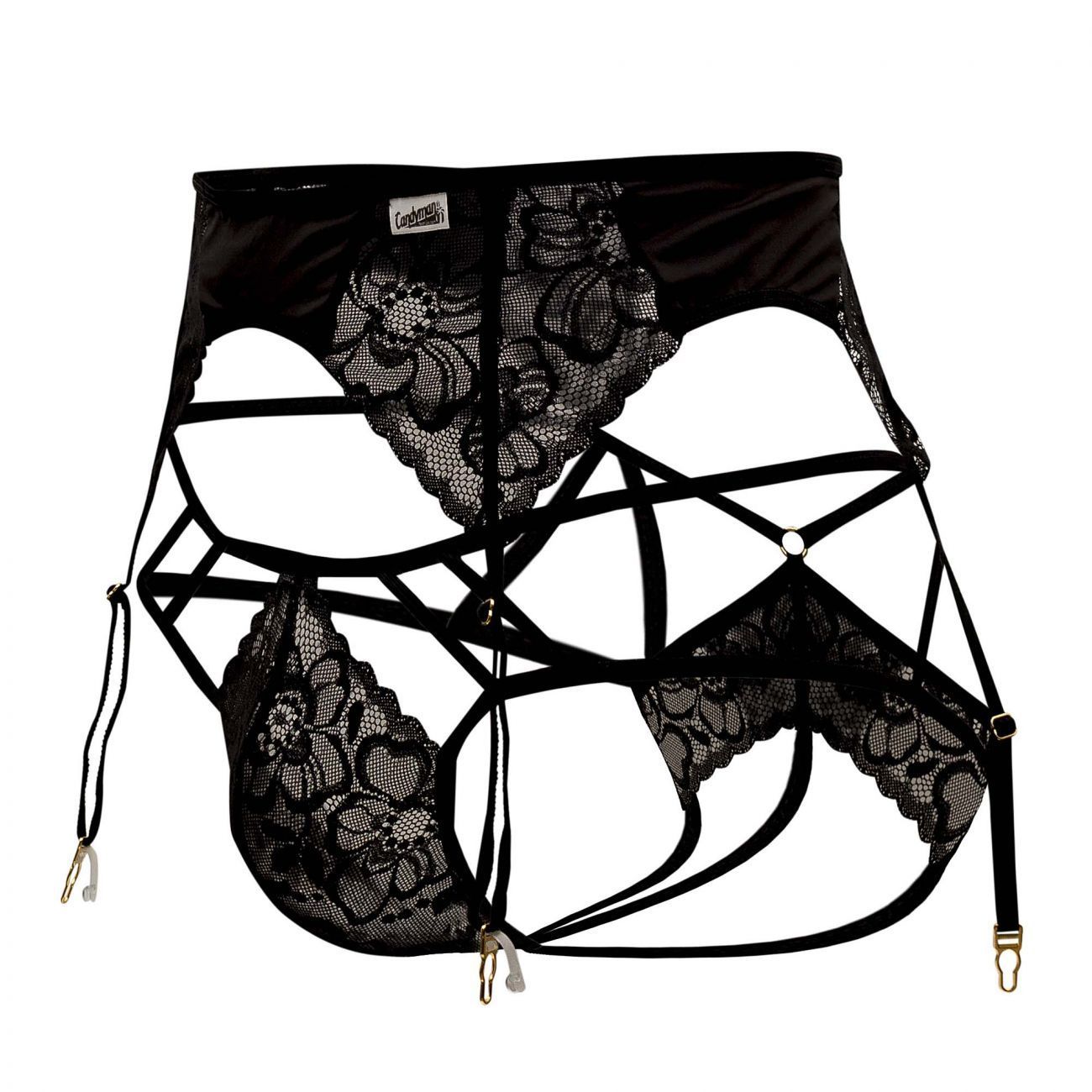 JCSTK - CandyMan 99550 Lace Garter-Jockstrap Outfit Black