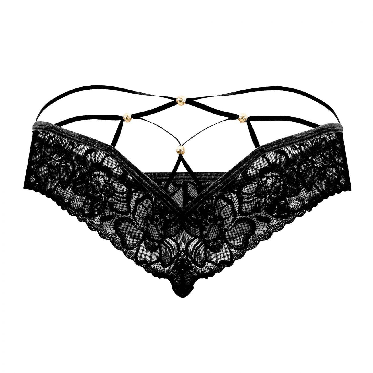 JCSTK -  CandyMan 99551 Lace Peekaboo Briefs Black