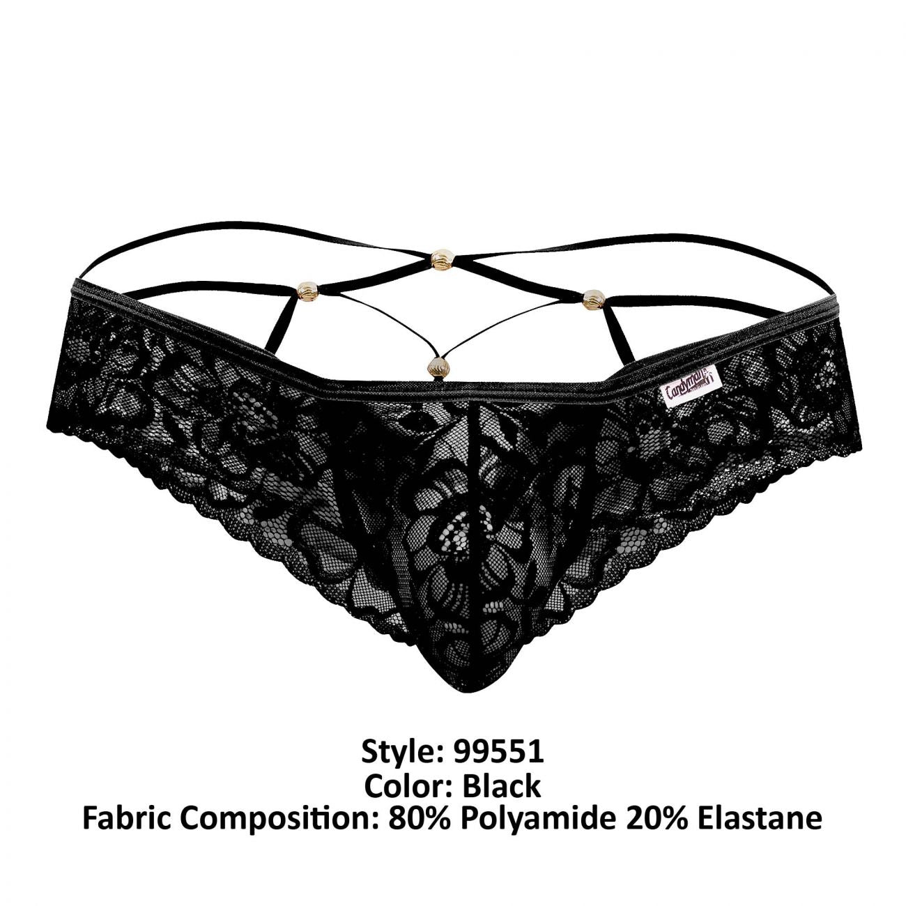 JCSTK -  CandyMan 99551 Lace Peekaboo Briefs Black