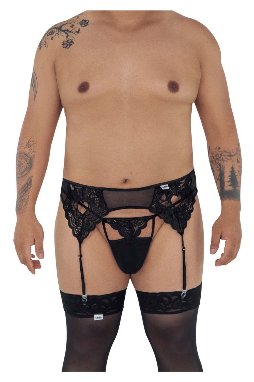 JCSTK - CandyMan 99589X Lace Garter G-String Black Plus Sizes