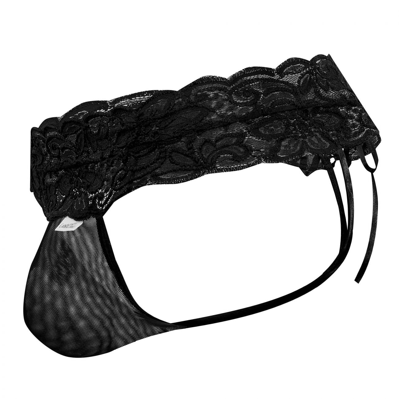 JCSTK - CandyMan 99595X Floral Lace Thongs Black Plus Sizes