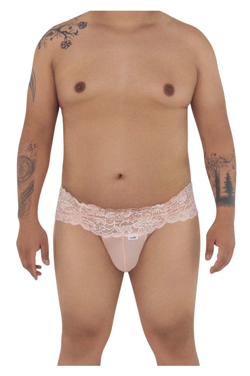 JCSTK - CandyMan 99595X Floral Lace Thongs Rose Plus Sizes