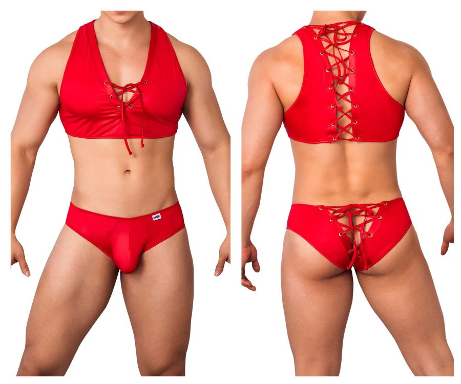 JCSTK - CandyMan 99628 Playful Top and Brief Set Red