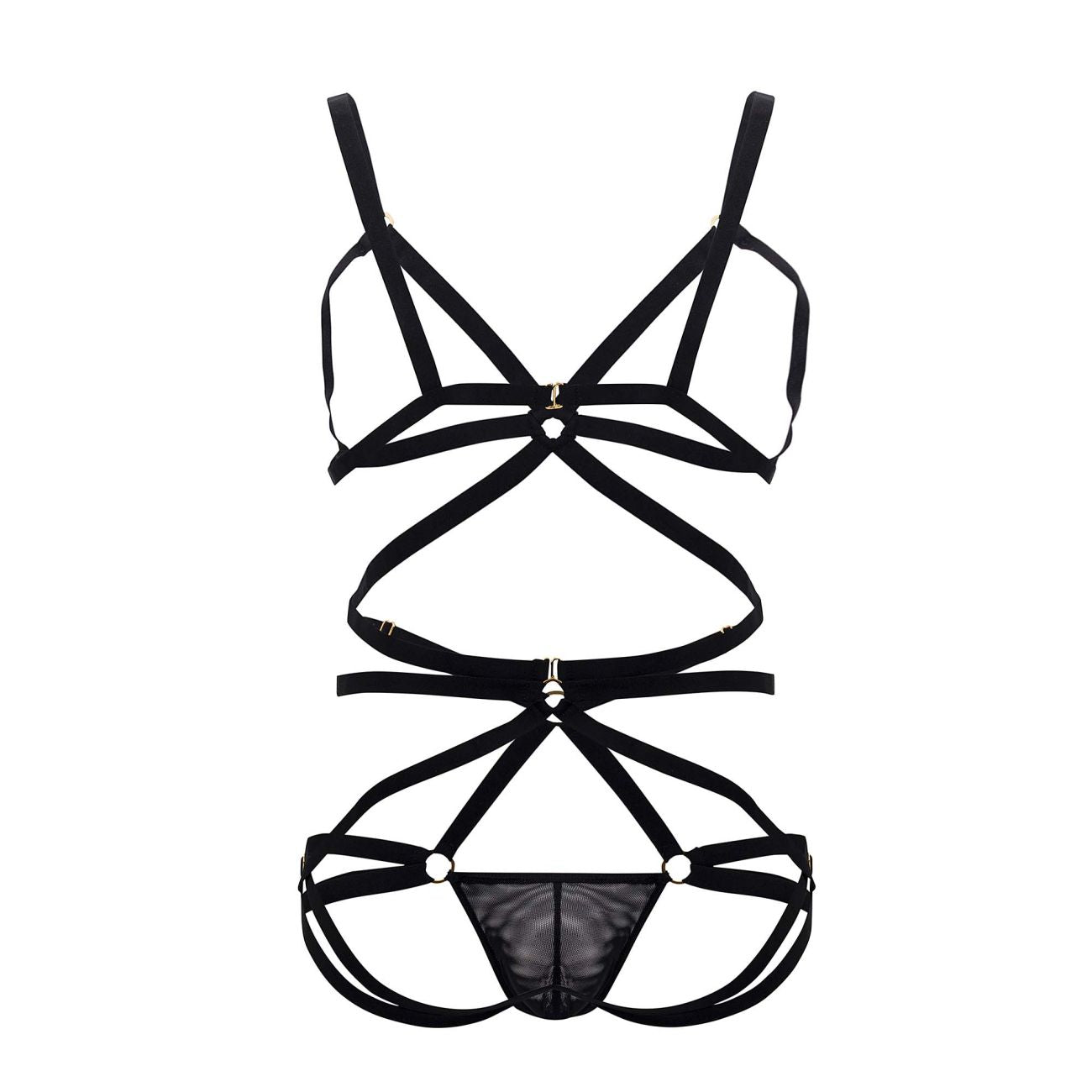 JCSTK - CandyMan 99635 Strappy Harness Set Black