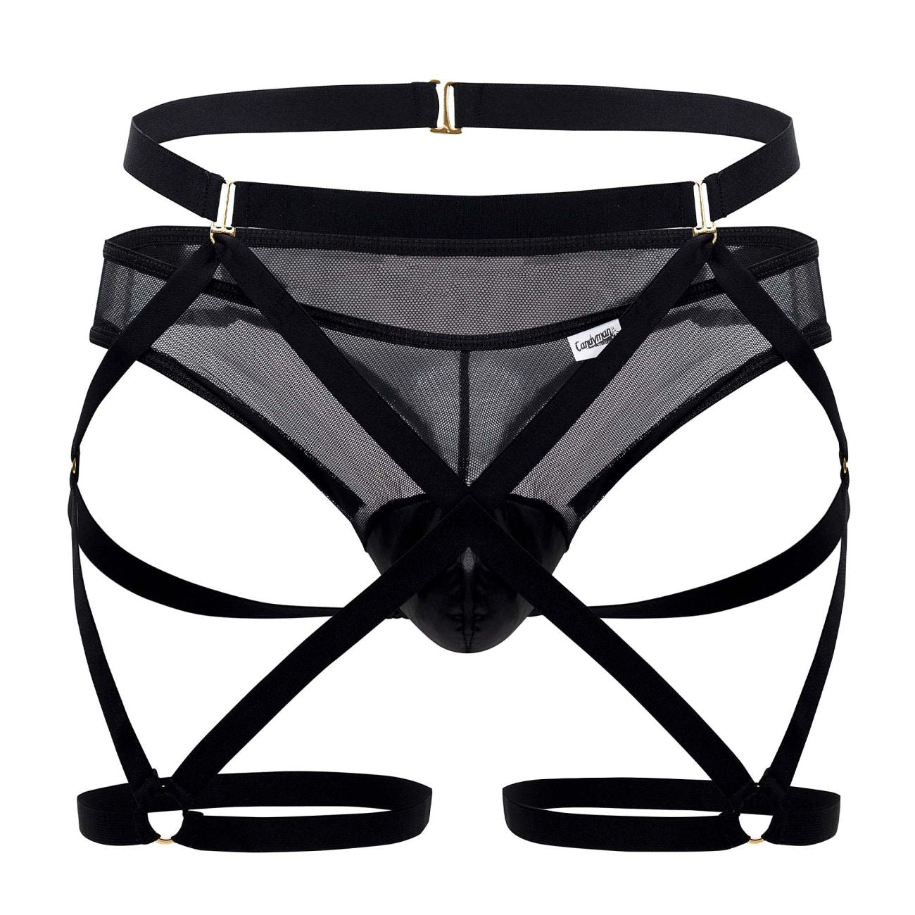 JCSTK - CandyMan 99674 Garter Thongs Two Piece Set Black