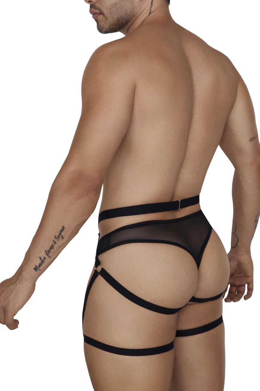 JCSTK - CandyMan 99674 Garter Thongs Two Piece Set Black