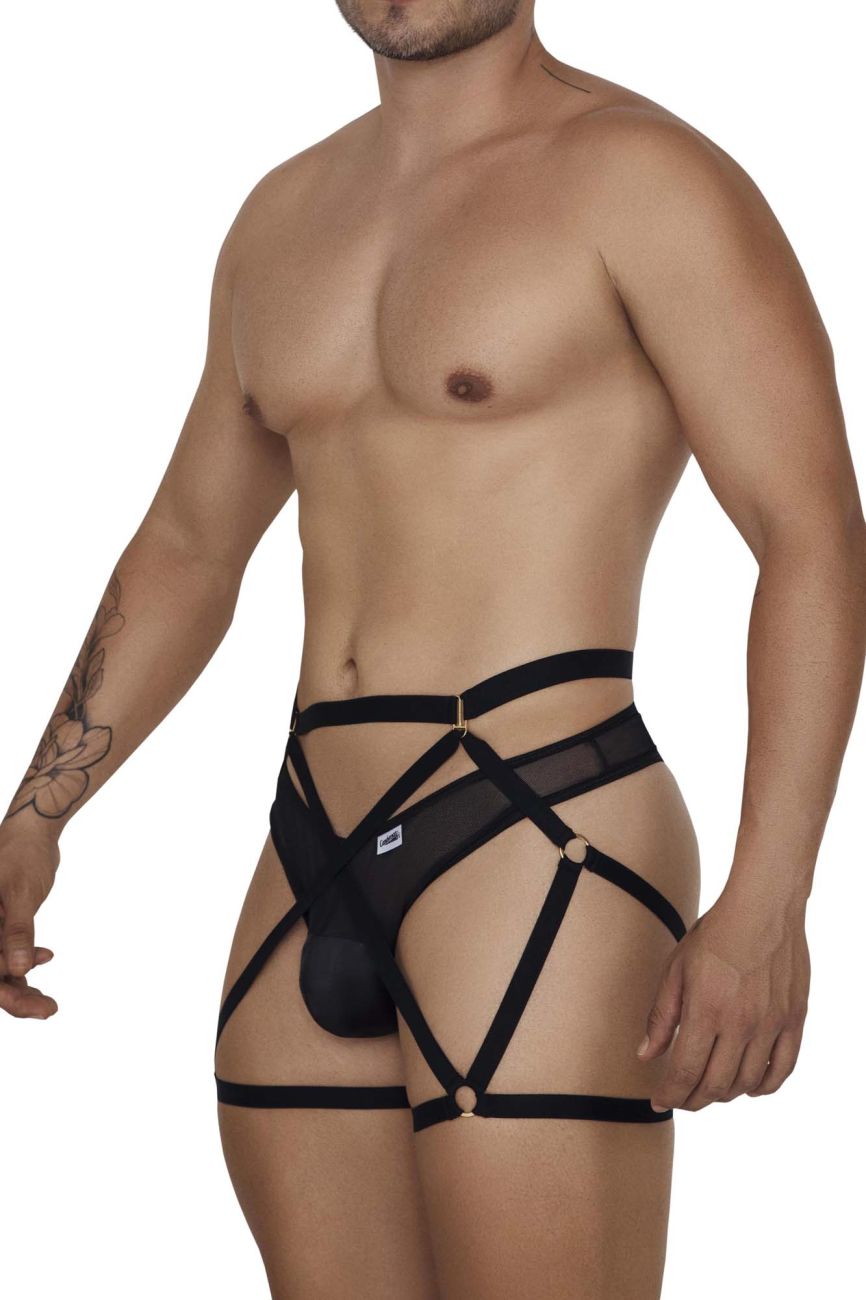 JCSTK - CandyMan 99674 Garter Thongs Two Piece Set Black