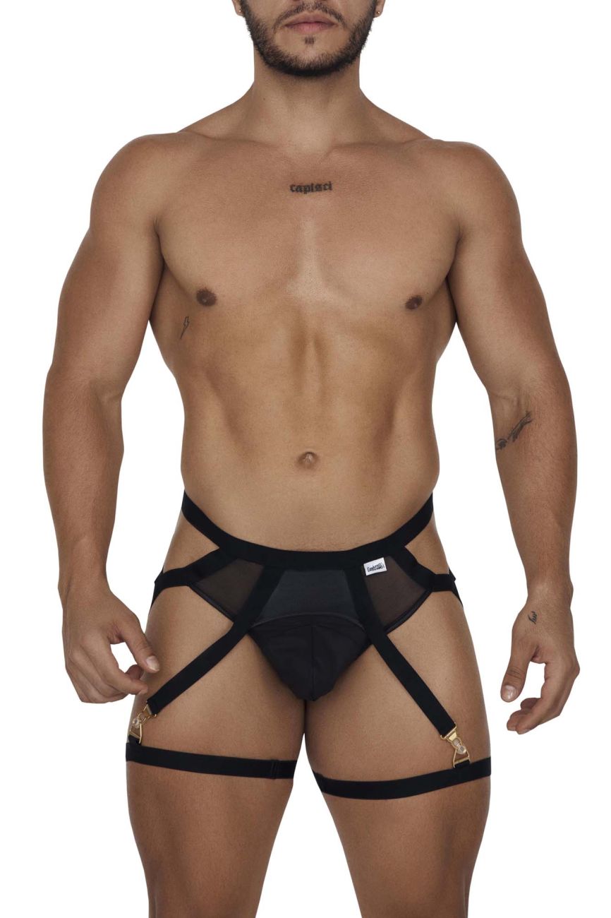 JCSTK - CandyMan 99675 Garter Jock Two Piece Set Black