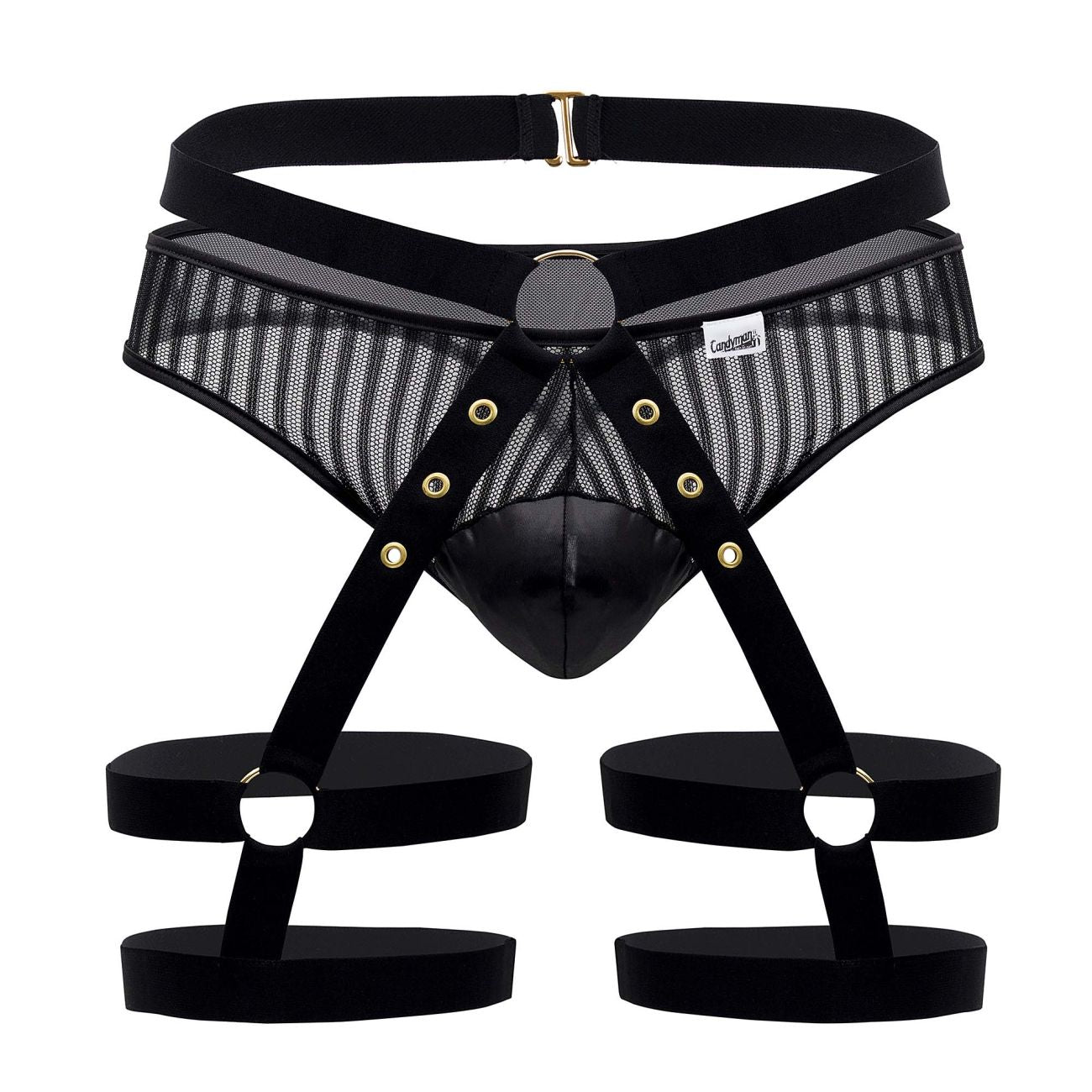 JCSTK - CandyMan 99676 Garter Thongs Two Piece Set Black