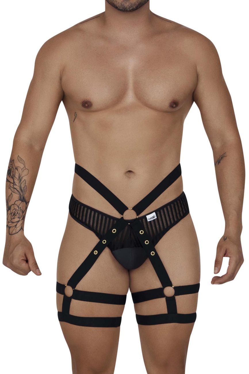 JCSTK - CandyMan 99676 Garter Thongs Two Piece Set Black