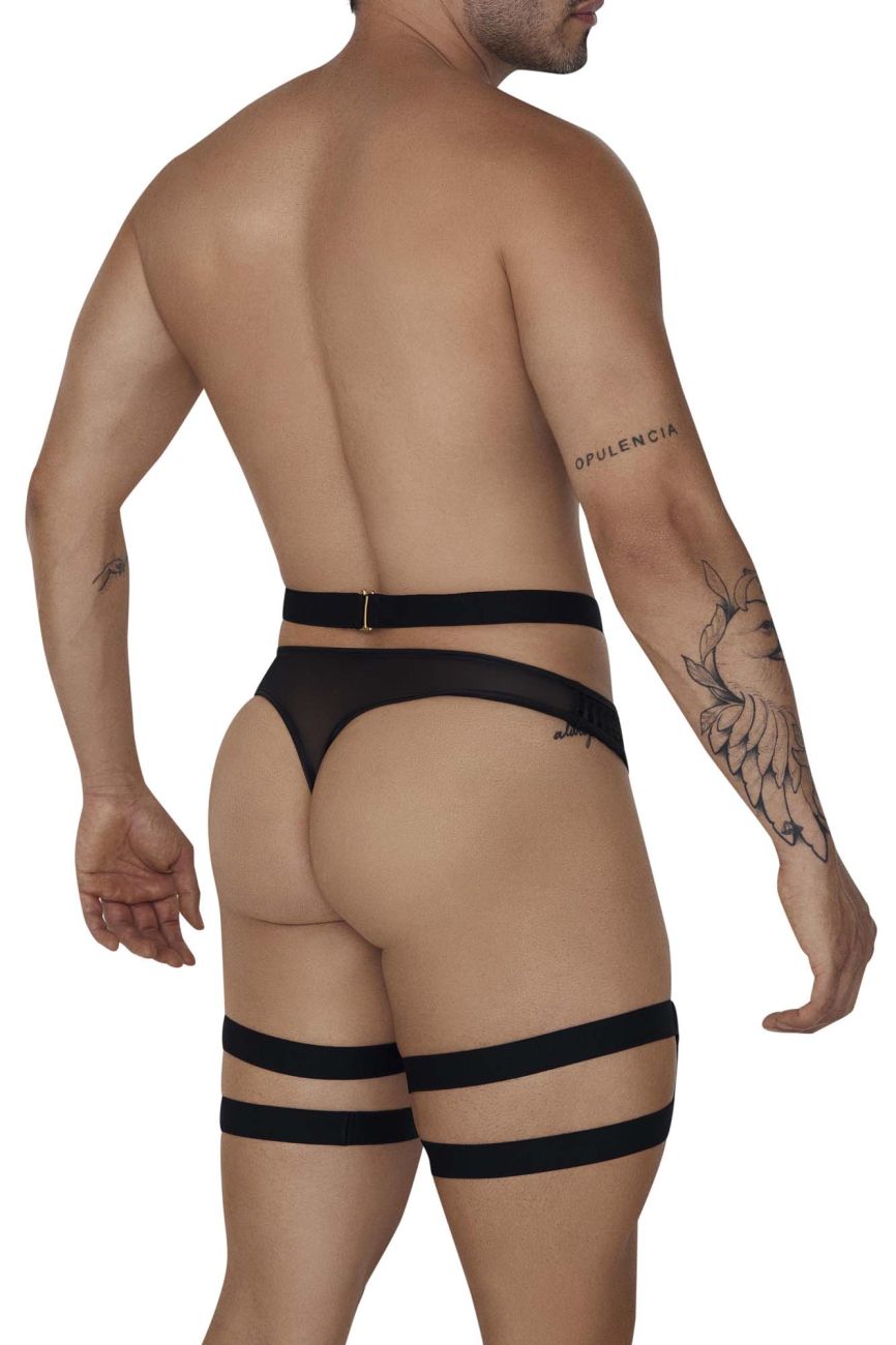 JCSTK - CandyMan 99676 Garter Thongs Two Piece Set Black