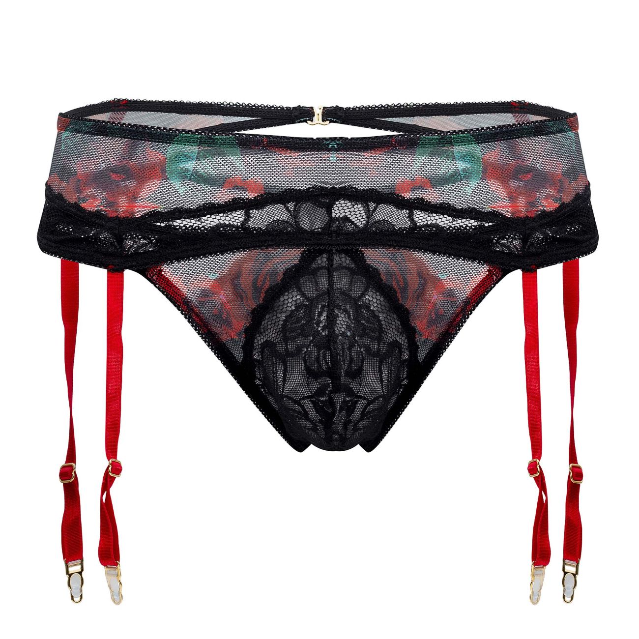 JCSTK - CandyMan 99688 Garter Thongs Two Piece Set Black