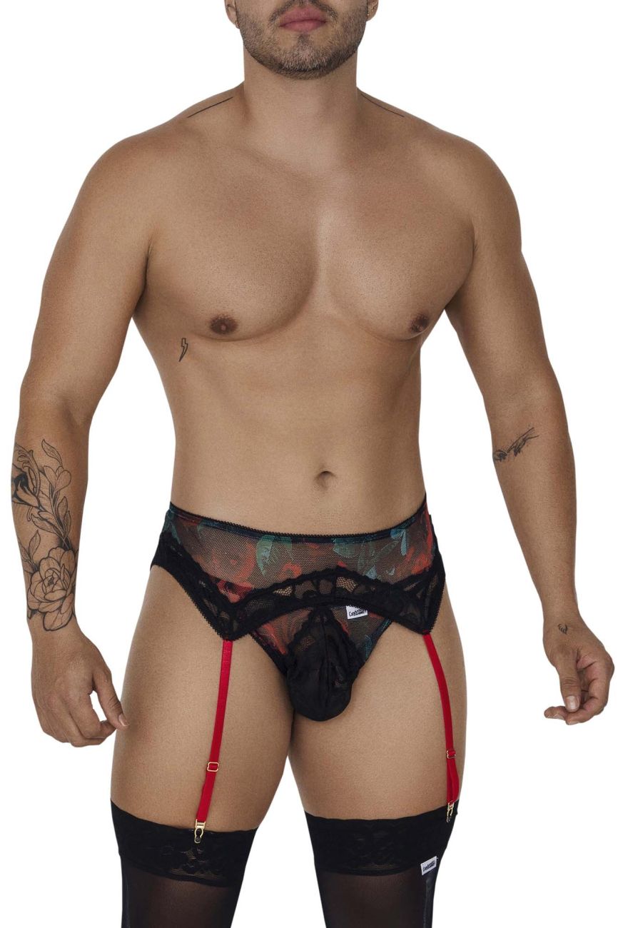 JCSTK - CandyMan 99688 Garter Thongs Two Piece Set Black