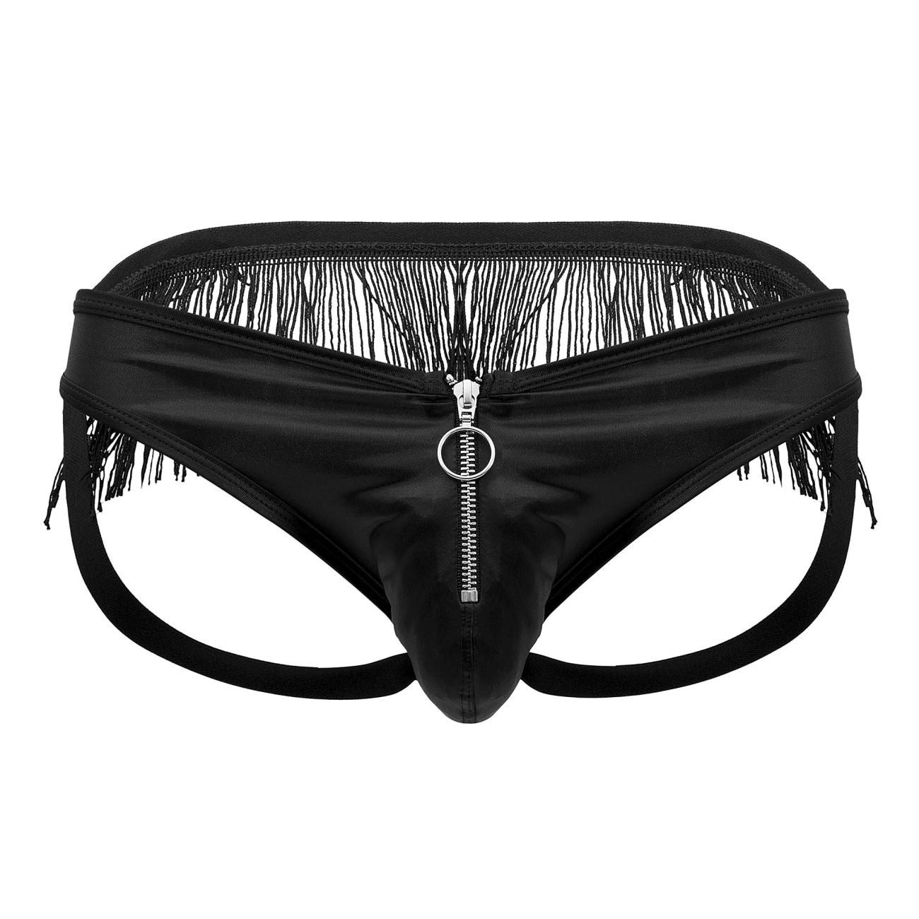 JCSTK - CandyMan 99753 Fringe Jockstrap with Zipper Front Black