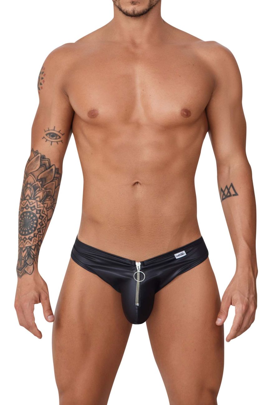 JCSTK - CandyMan 99753 Fringe Jockstrap with Zipper Front Black