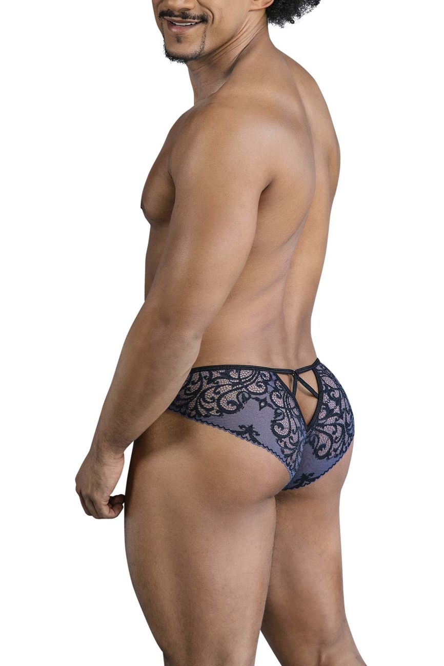 CandyMan 99830 Male Lace Briefs Nude-Black