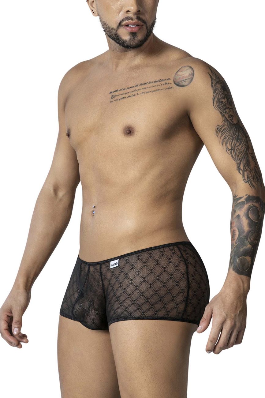 CandyMan 99896 Mens Geometric Mesh Trunks Black