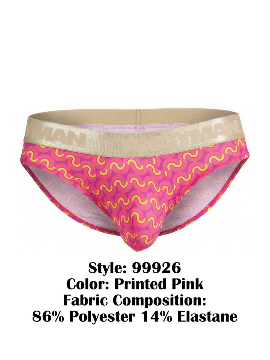 CandyMan 99926 Mens Metallic-look Waistband Briefs Printed Pink