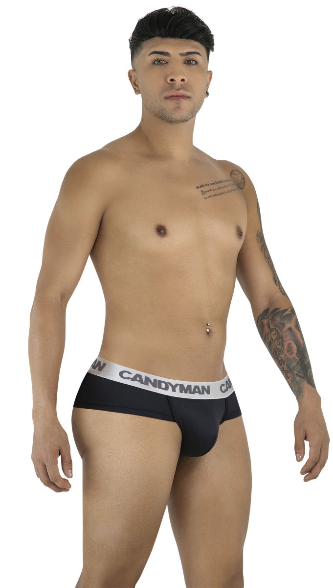 CandyMan 99932 Mens Supportive & Refined Briefs Black Silver