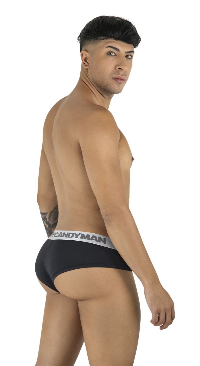 CandyMan 99932 Mens Supportive & Refined Briefs Black Silver