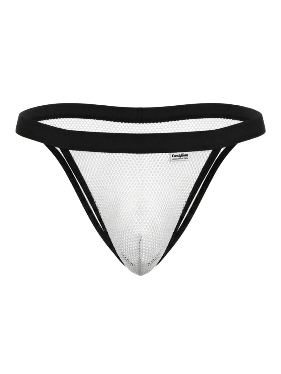 CandyMan 99933 Mens Sexy See-Through Mesh Bikini White Mesh