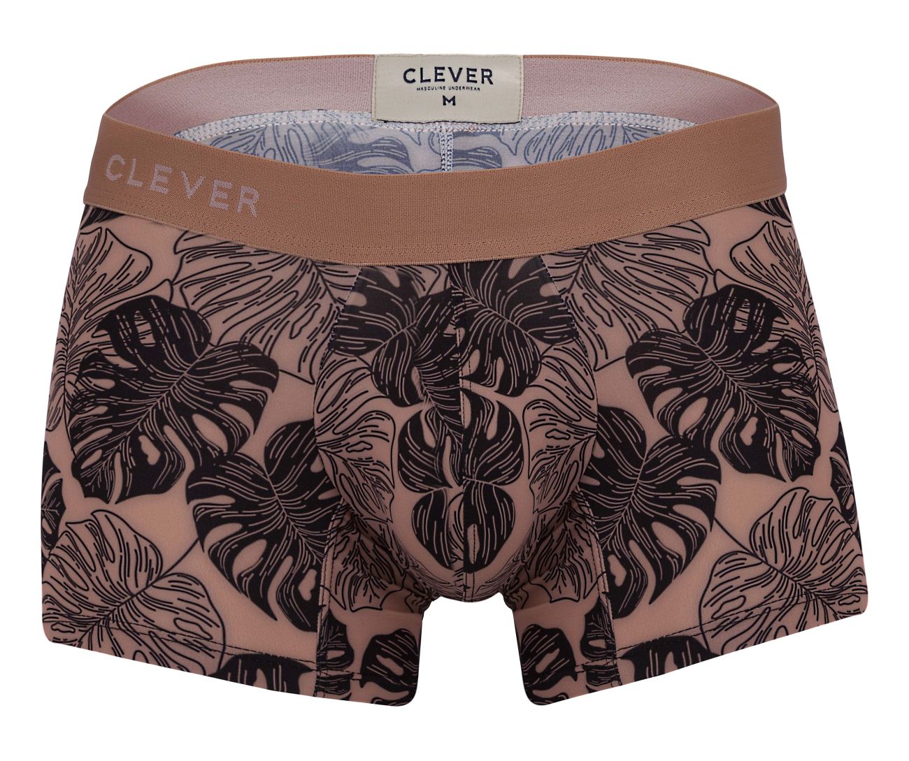 Clever 1635 Pacif Mens Leaf Print Trunks Pink