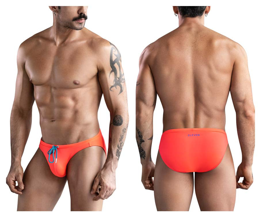 Clever 1735 Vivo  Mens Stretch Swim Briefs Orange
