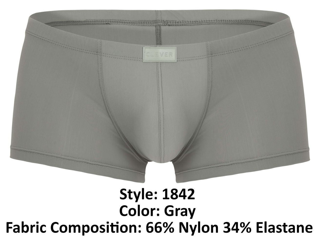 Clever 1842 Buenavista Male Sleek Contoured Pouch Trunks Gray