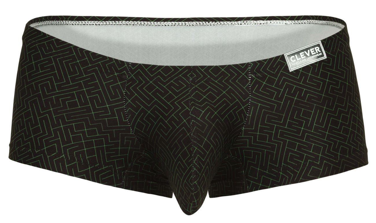 Clever 1852 Mens Laberin Sleek & Supportive Trunks Black Geometric