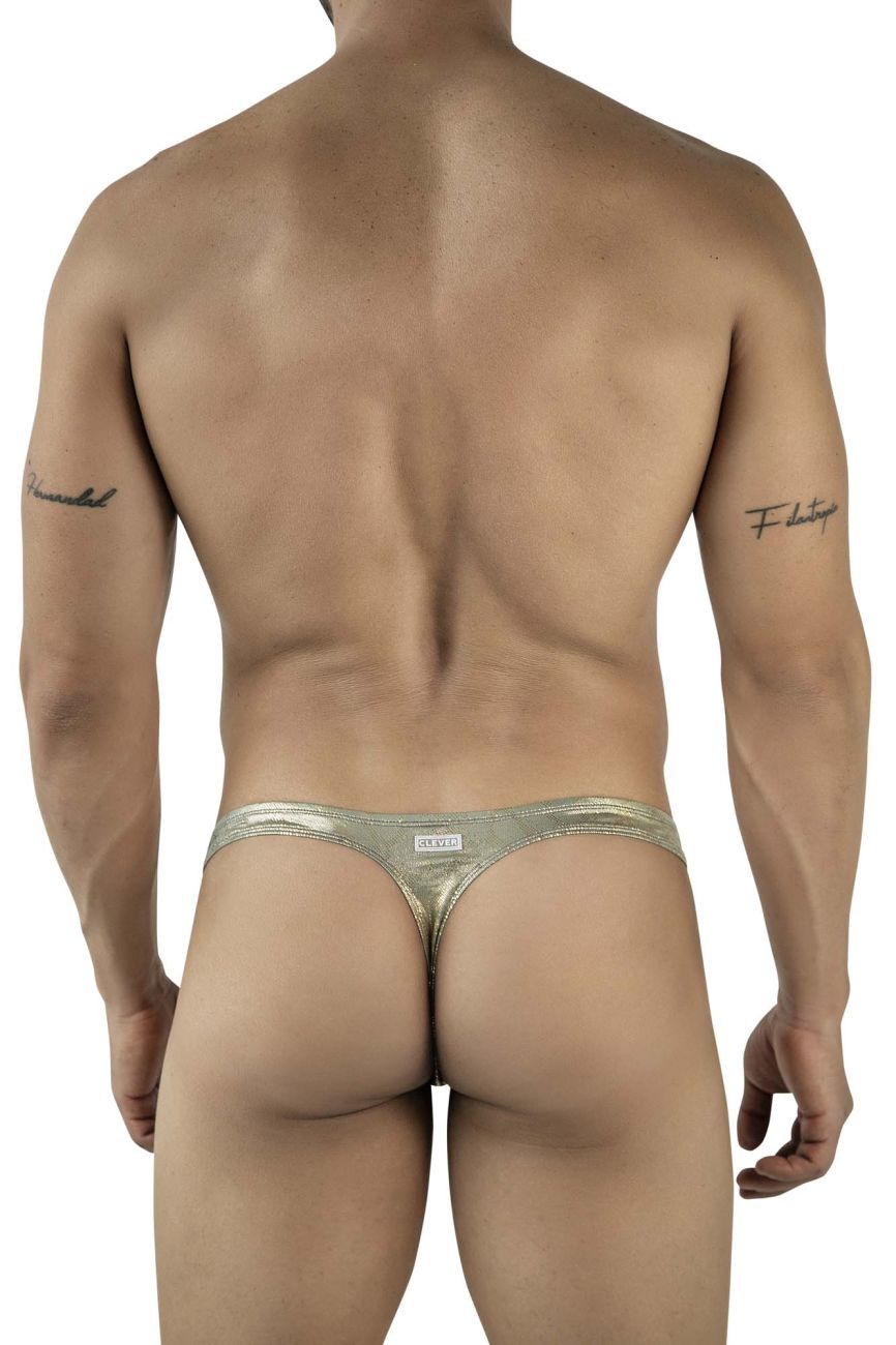 Clever 2063 Mens Diamond Sculpted Fit Thongs Gold