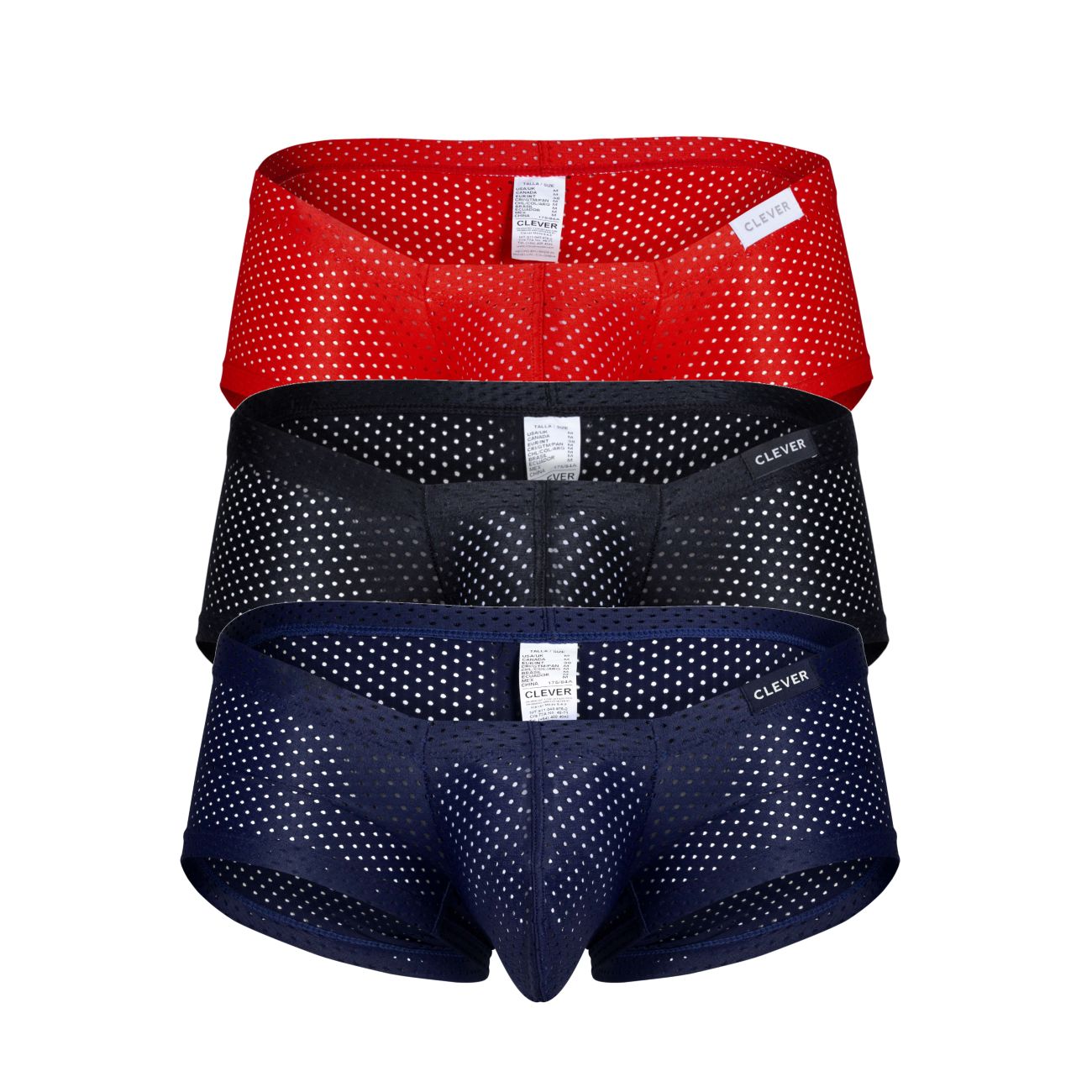 Clever 3 PK 229947 Australian Latin Trunks Black-Red-Blue