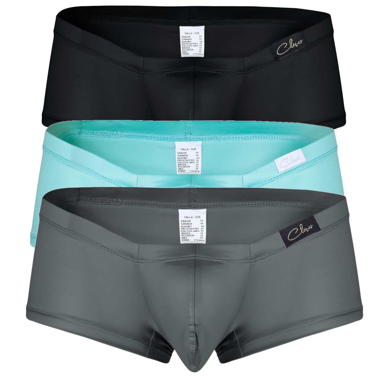 Clever 229952 3PK Australian Latin Trunks Blue-Green-Black
