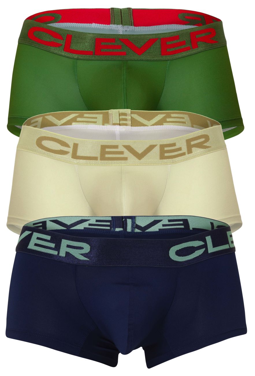 Clever 229953 3 Pack Mens Australian Latin Trunks Beige-Blue-Green