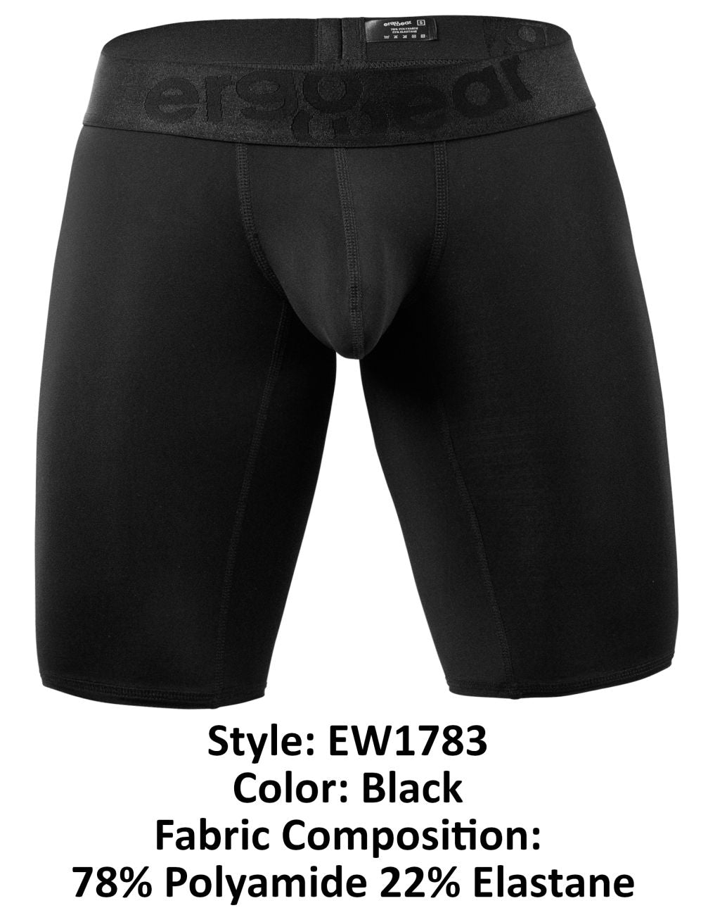 ErgoWear EW1783 MAX BOLD Athletic Boxer Shorts Black
