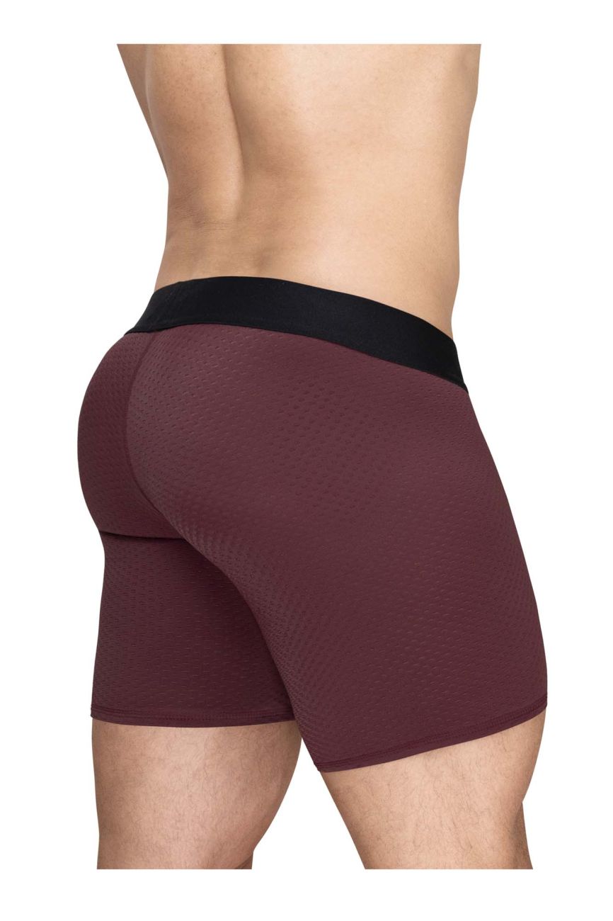 ErgoWear EW1796 MAX FLOW Mens Long Sleek Boxer Briefs Burgundy