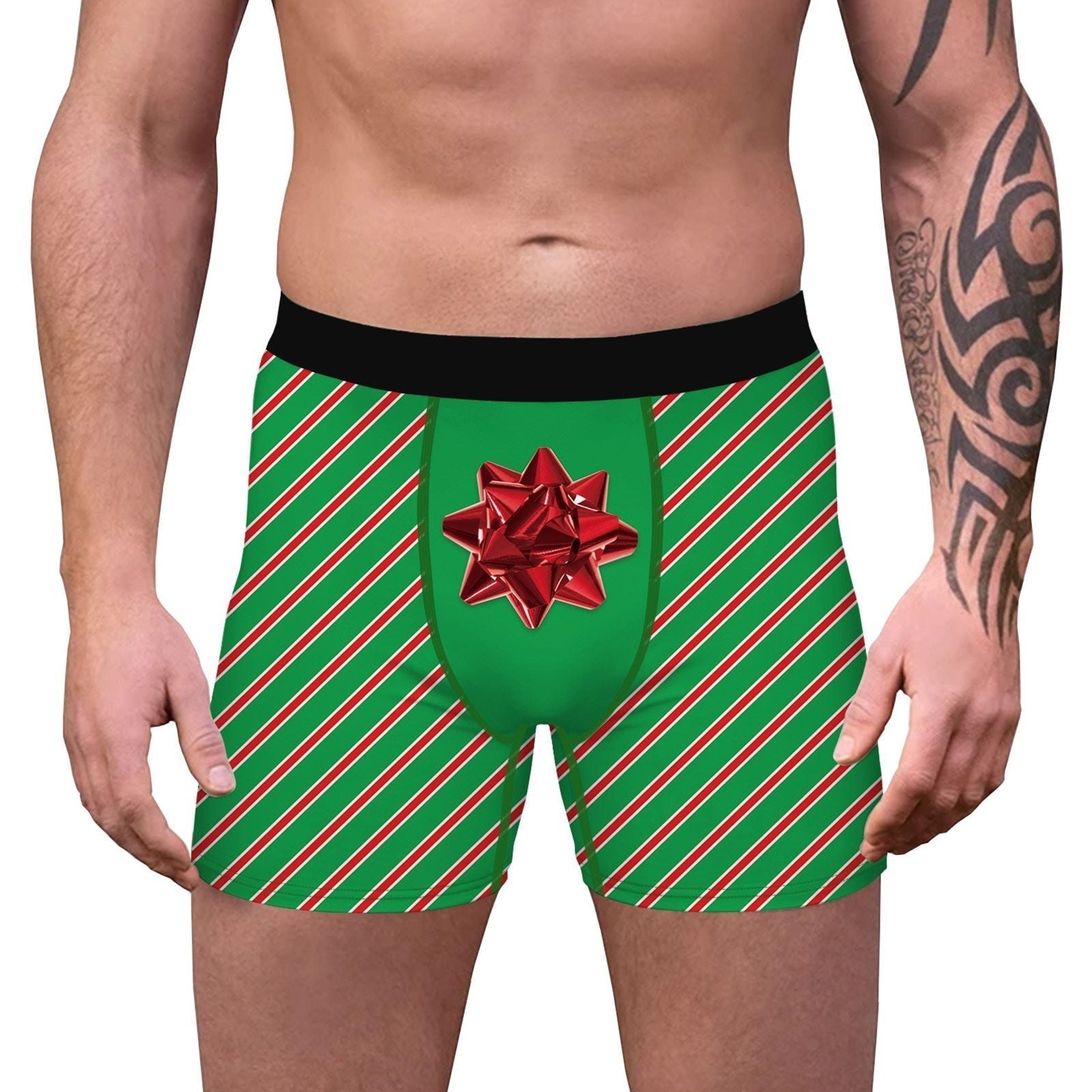 JCSTK - XMAS GIFT - Mens Christmas Boxer Shorts Printed Gift Wrap with Bow