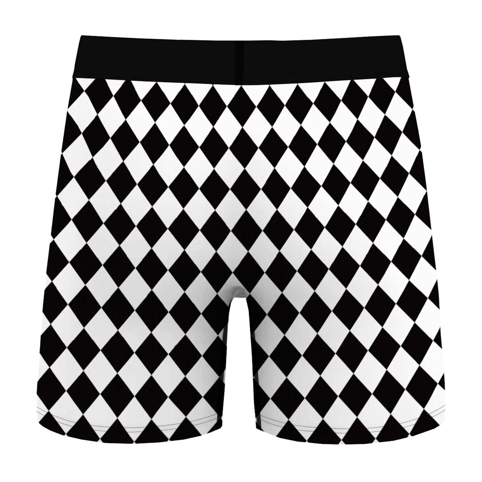 JCSTK - XMAS GIFT - Mens Christmas Diamond Printed Boxer Shorts with Decorated Pouch Front Black and White