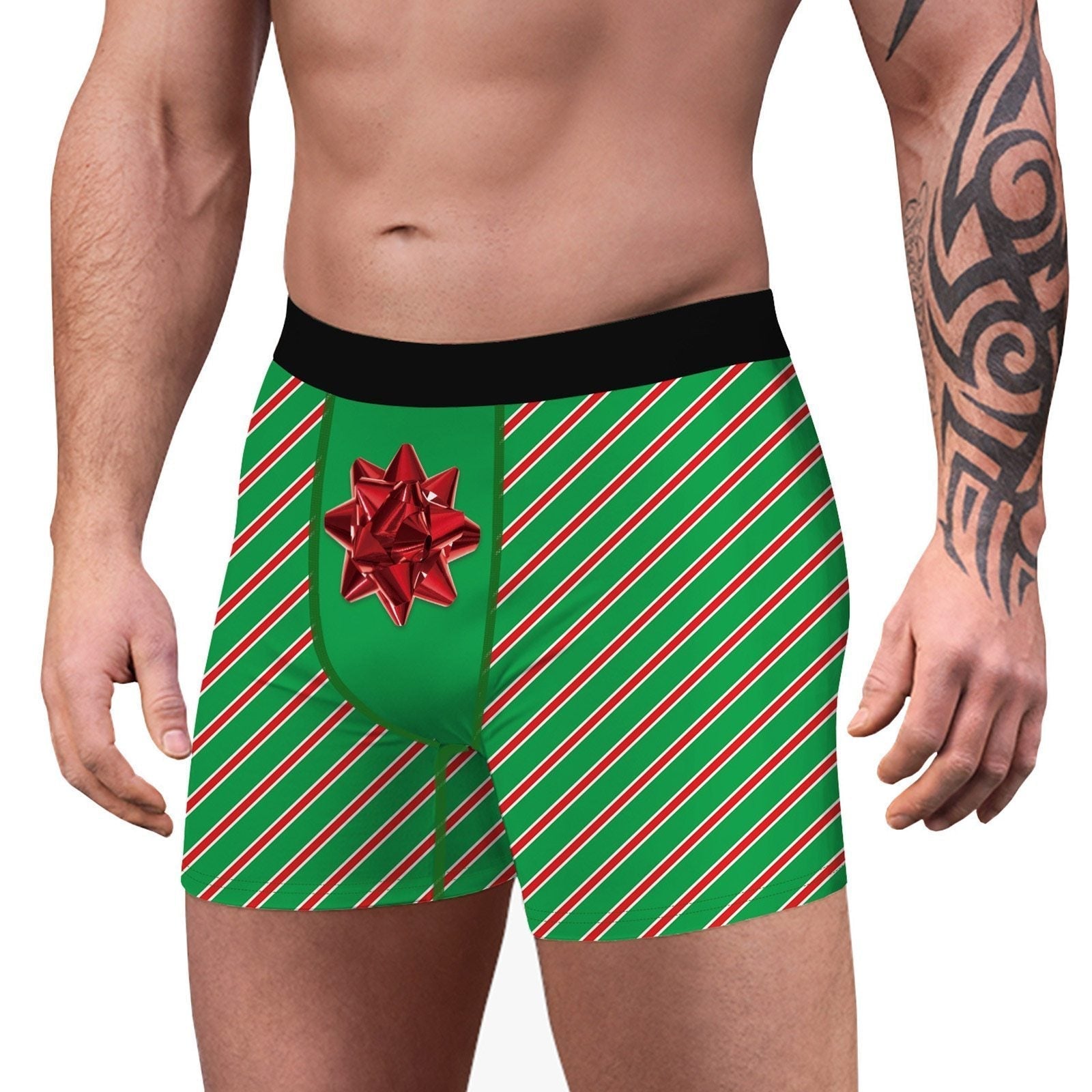 JCSTK - XMAS GIFT - Mens Christmas Boxer Shorts Printed Gift Wrap with Bow