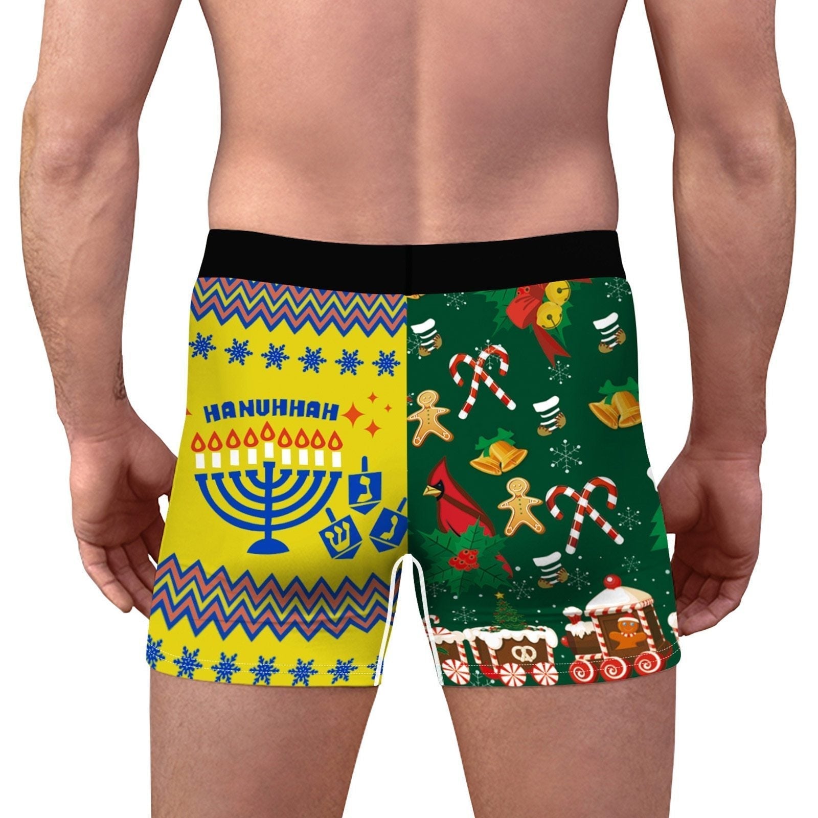 JCSTK - XMAS GIFT - Mens Christmas Boxer Shorts Printed Holiday Season with Tie Pouch Front