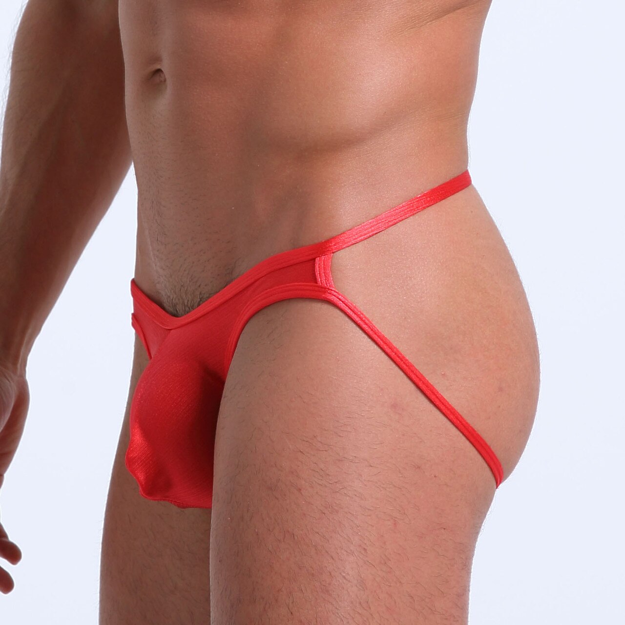 JCSTK - Mens Soft and Silky Comfortable Poly Jock Strap Red