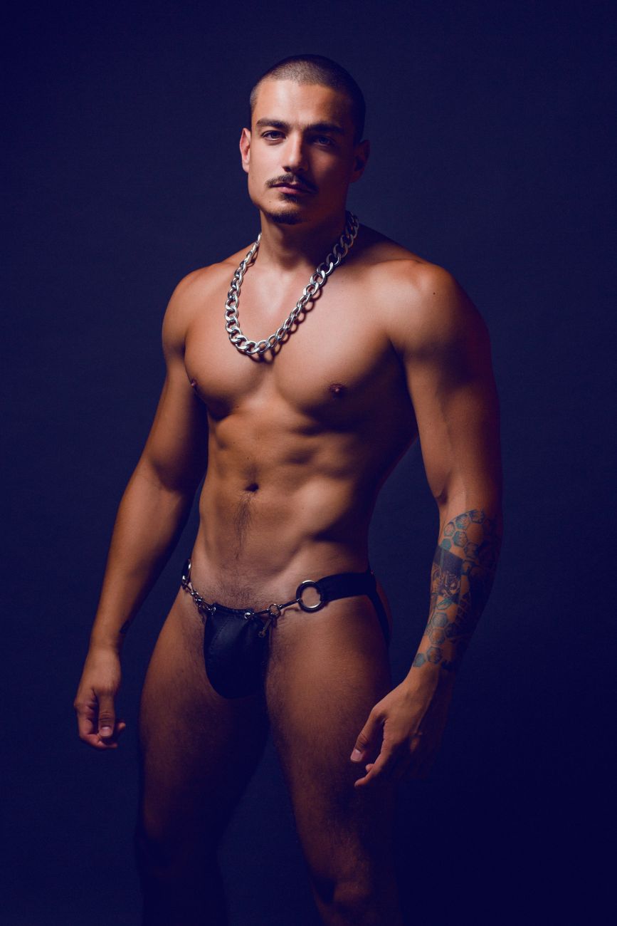 MaleBasics DMBL03 DNGEON Snap Vinyl Look Jockstrap Black