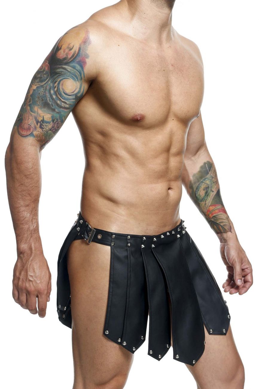 MaleBasics DMBL10 DNGEON Leather Look Roman Skirt Black