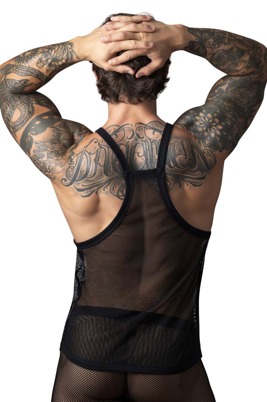 Male Power 110-11C Mens Sexy Stretch Fishnet Tank Top Black