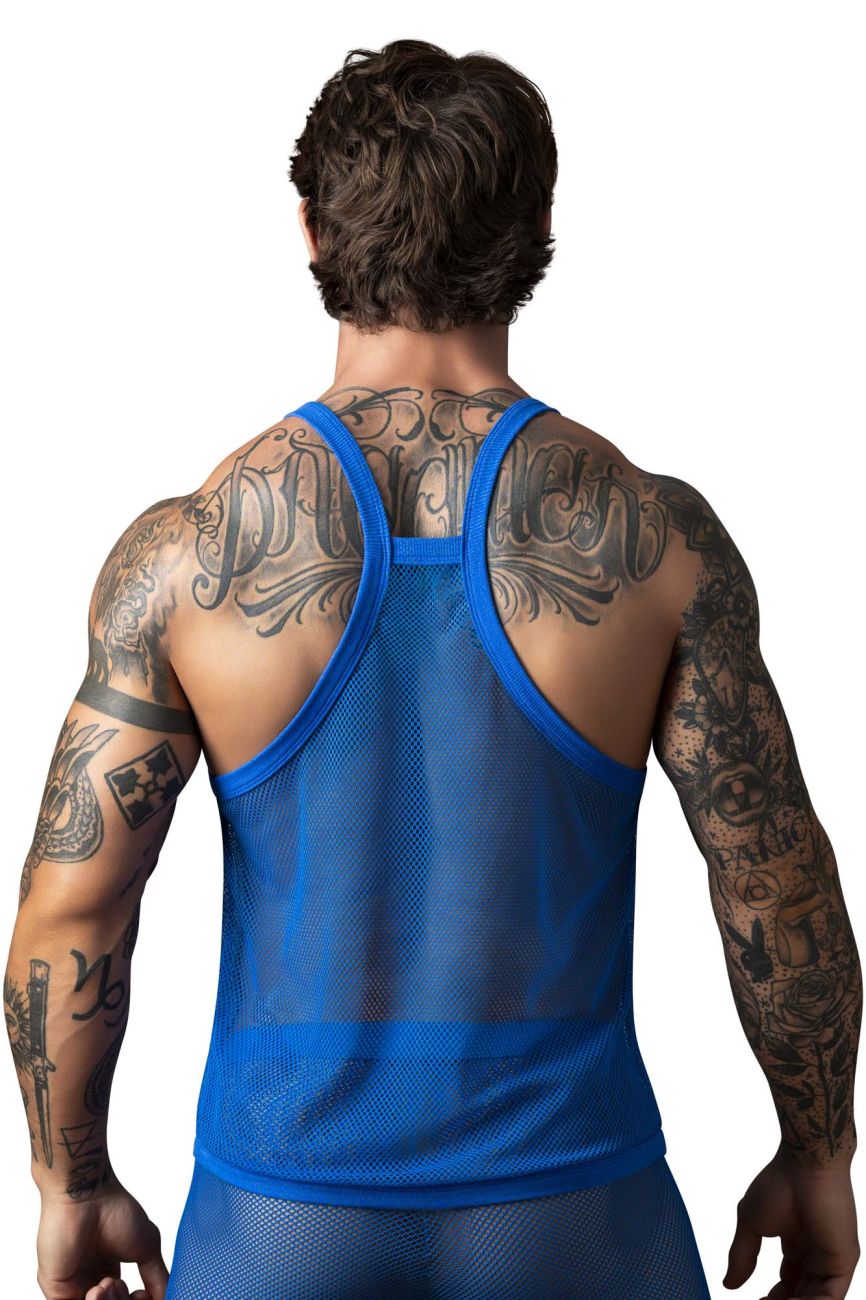 Male Power 110-11C Mens Sexy Stretch Fishnet Tank Top Royal