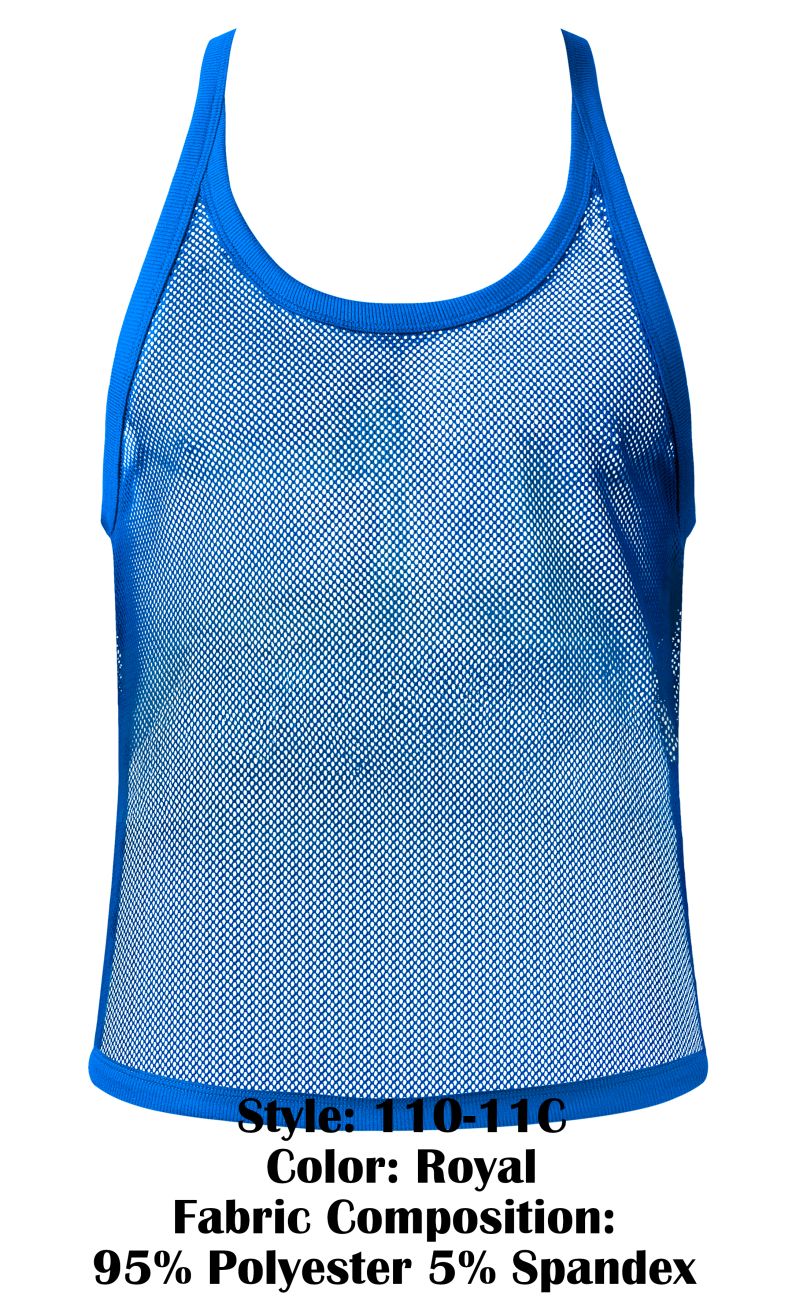 Male Power 110-11C Mens Sexy Stretch Fishnet Tank Top Royal
